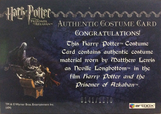 Neville Longbottom's Black Cloak - Back
