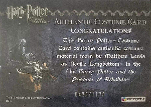 Neville Longbottom's Black Cloak - Back
