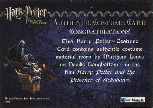 Neville Longbottom's Black Cloak - Back