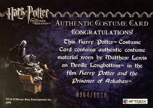 Neville Longbottom's Black Cloak - Back