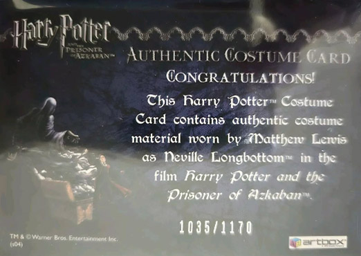 Neville Longbottom's Black Cloak - Back