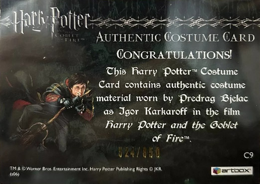 C9 - Igor Karkaroff's Yule Ball Costume - Back