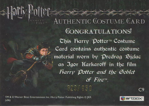 C9 - Igor Karkaroff's Yule Ball Costume - Back
