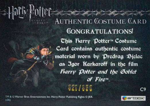 C9 - Igor Karkaroff's Yule Ball Costume - Back