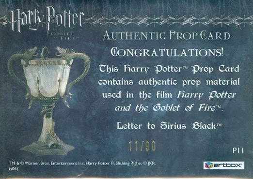 P11 - Letter to Sirius Black - Back
