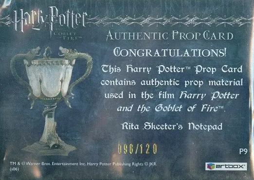 P9 - Rita Skeeter's Notepad - Back