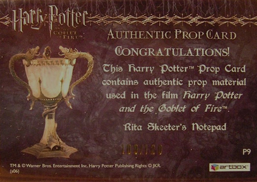 P9 - Rita Skeeter's Notepad - Back