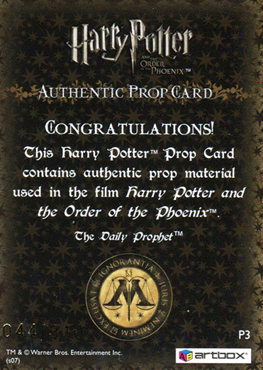 P3 - The Daily Prophet - Back