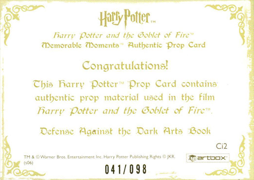 Ci2 - Defense Against the Dark Arts Book - Back