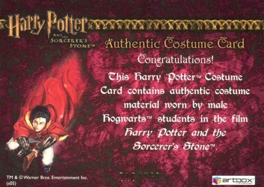Male Hogwarts Students Costume - Back