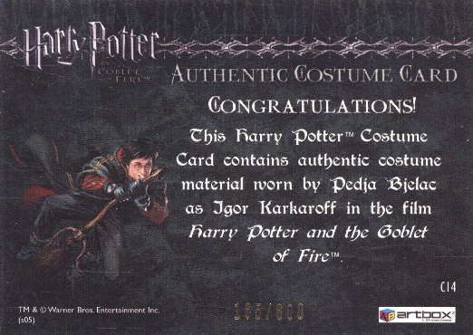 C14 - Igor Karkaroff's Yule Ball Costume - Back