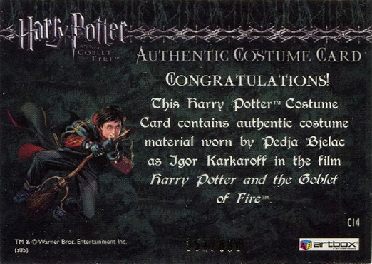 C14 - Igor Karkaroff's Yule Ball Costume - Back