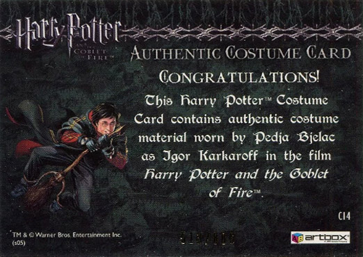 C14 - Igor Karkaroff's Yule Ball Costume - Back