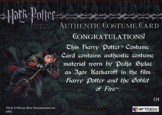 C14 - Igor Karkaroff's Yule Ball Costume - Back