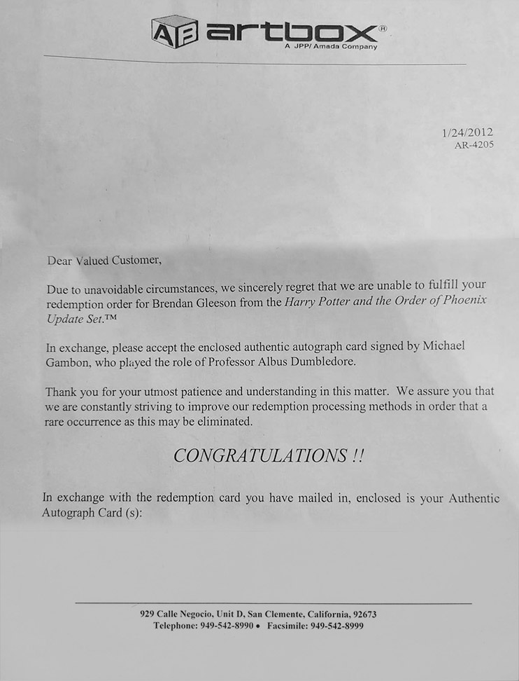 Redemption Letter
