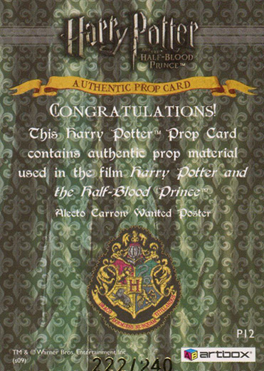 P12 - Alecto Carrow Wanted Poster - Back