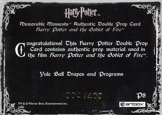 P8 - Yule Ball Drapes and Programs - Back